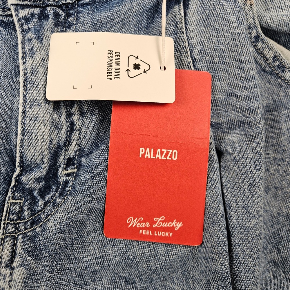 Lucky Brand Palazzo Wide Leg Rigid Denim Jeans Light Wash Blue 6/28 R New - Picture 12 of 16